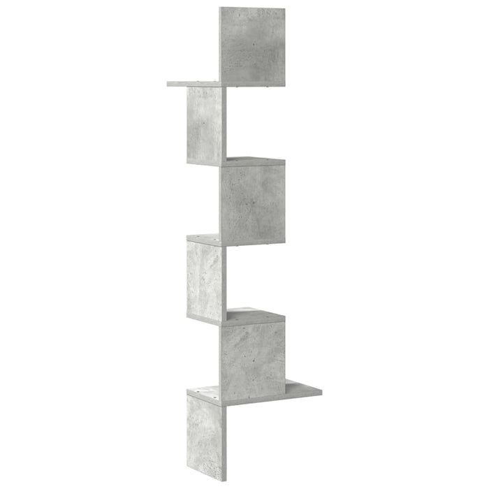 Raft de perete pentru colț, gri beton, 32x32x127,5 cm, PAL - WALTI WALTI
