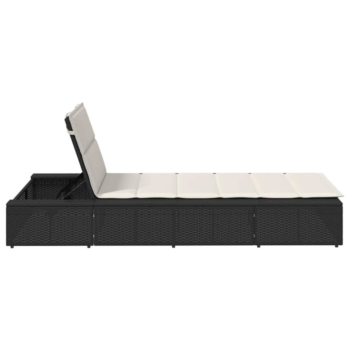 Sezlong cu pernă plutitoare Rattan poli negru - WALTI WALTI