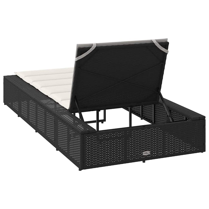 Sezlong cu pernă plutitoare Rattan poli negru - WALTI WALTI