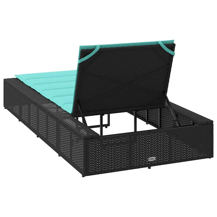 Sezlong cu pernă plutitoare Rattan poli negru - WALTI WALTI