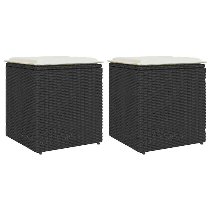 Scaune de grădină cu perne 2 buc Negru 40x40x43 cm Poly Ratan - WALTI WALTI