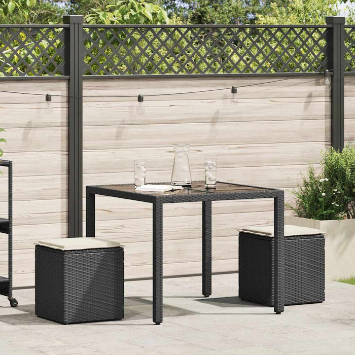 Scaune de grădină cu perne 2 buc Negru 40x40x43 cm Poly Ratan - WALTI WALTI