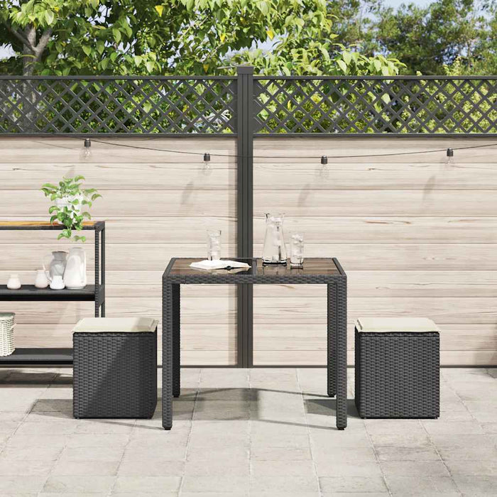 Scaune de grădină cu perne 2 buc Negru 40x40x43 cm Poly Ratan - WALTI WALTI