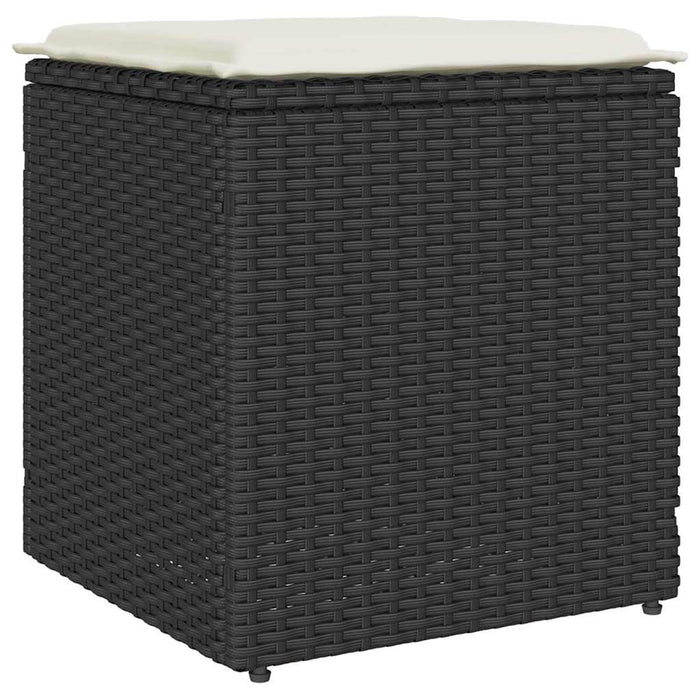 Scaune de grădină cu perne 2 buc Negru 40x40x43 cm Poly Ratan - WALTI WALTI