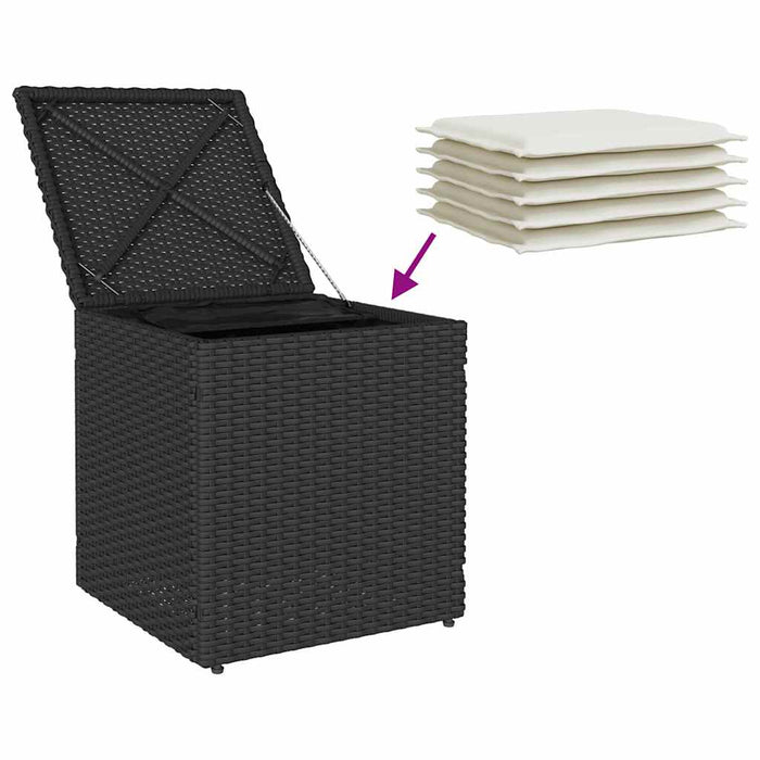 Scaune de grădină cu perne 2 buc Negru 40x40x43 cm Poly Ratan - WALTI WALTI