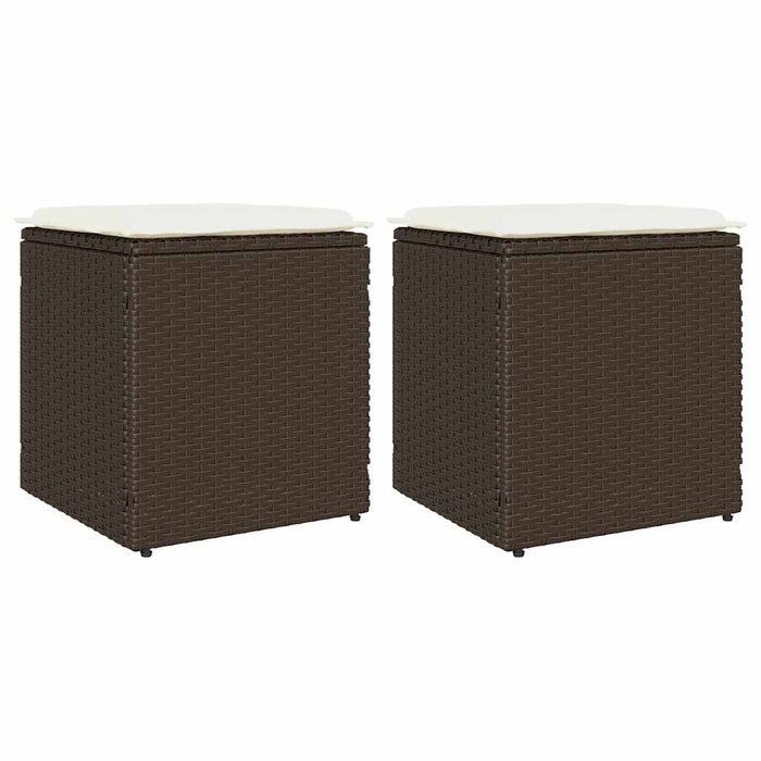 Scaune de grădină cu perne 2 buc Maro 40x40x43 cm Poly Ratan - WALTI WALTI