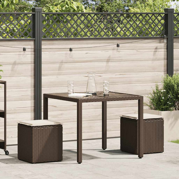 Scaune de grădină cu perne 2 buc Maro 40x40x43 cm Poly Ratan - WALTI WALTI
