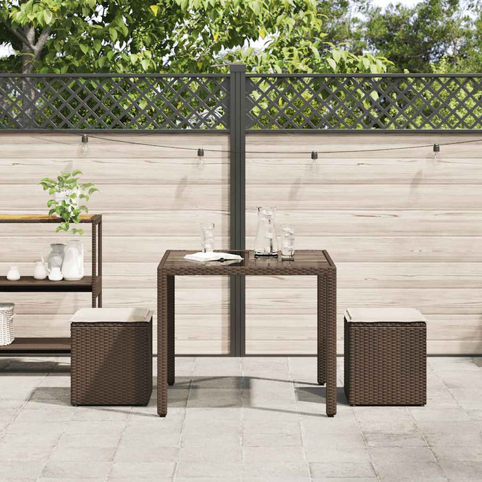 Scaune de grădină cu perne 2 buc Maro 40x40x43 cm Poly Ratan - WALTI WALTI