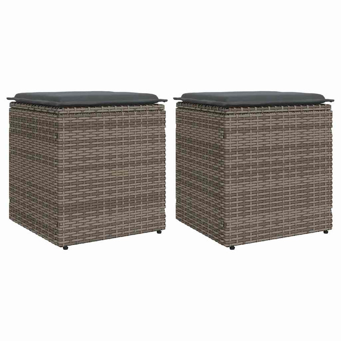 Scaune de grădină cu perne 2 buc Gri 40x40x43 cm Poly Ratan - WALTI WALTI