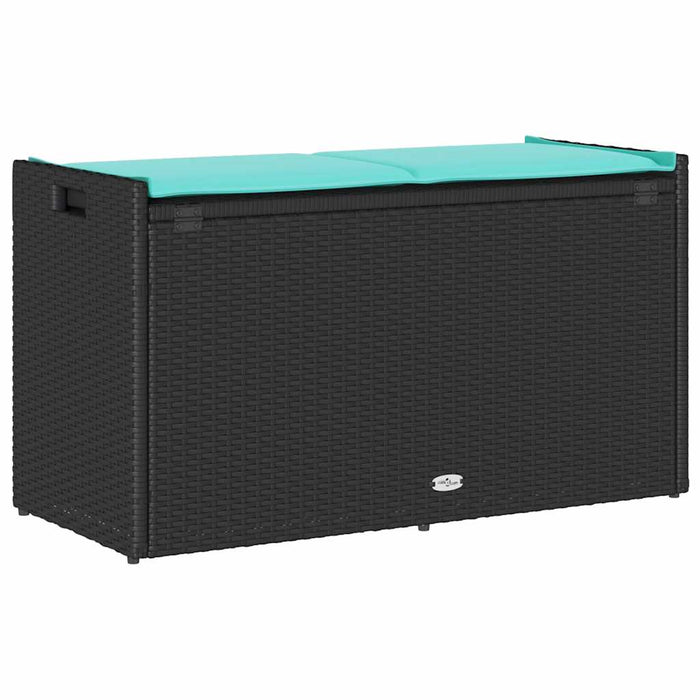 Bancă depozitare în aer liber cu pernă Neagră 100 cm Poly Ratan WALTI