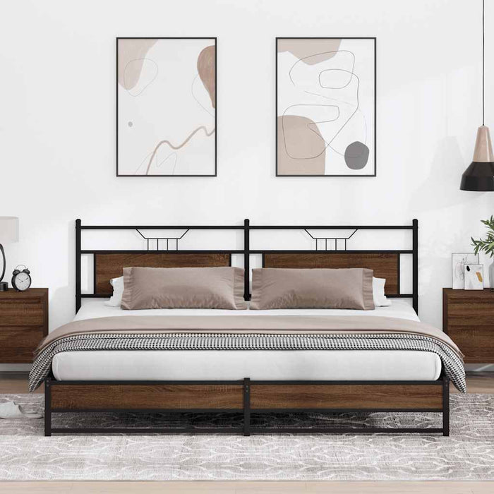 Cadru de pat metalic fără saltea, stejar maro, 200x200 cm - WALTI WALTI