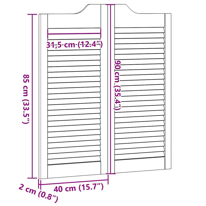 Uși batante cu jaluzele 1 pereche 90x80 cm lemn masiv de pin WALTI