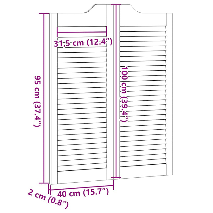 Uși batante cu jaluzele, 1 pereche, 100x80cm, lemn masiv de pin WALTI