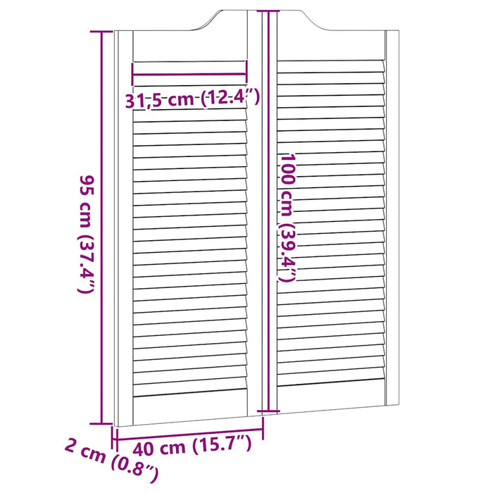 Uși batante cu jaluzele, 2 perechi, 100x80cm, lemn masiv de pin WALTI