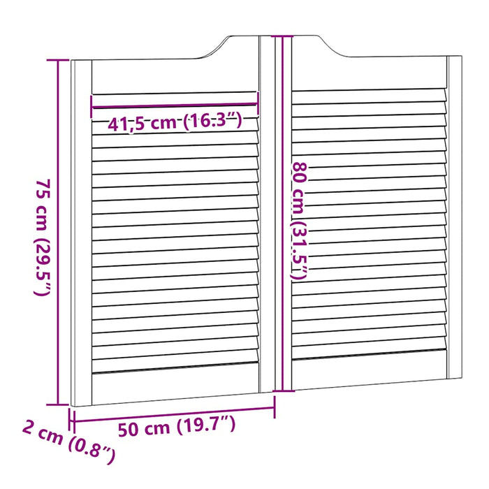 Uși batante cu jaluzele, 1 pereche, 80x100cm, lemn masiv de pin WALTI