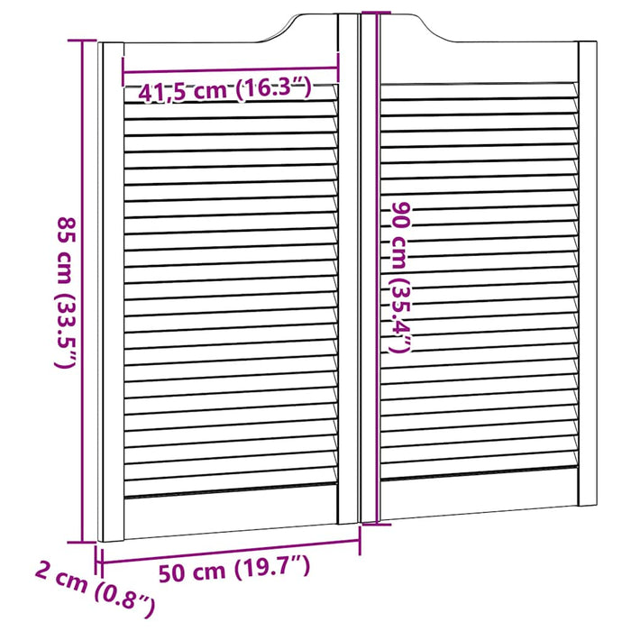 Uși batante cu jaluzele 1 pereche 90x100 cm lemn masiv de pin WALTI