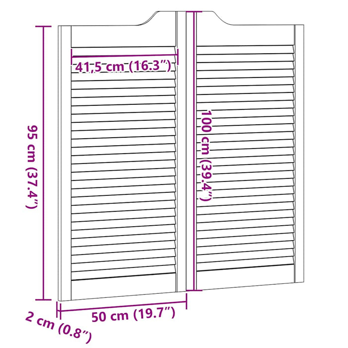 Uși batante cu jaluzele 1 pereche 100x100 cm lemn masiv de pin WALTI