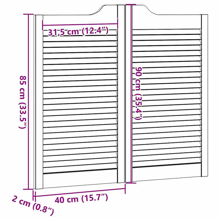 Uși batante cu jaluzele design 2 perechi alb 90x80 cm WALTI