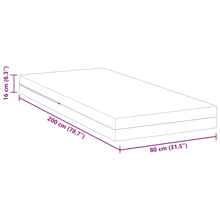 Saltea Alb 80 x 200 cm Spumă - WALTI WALTI