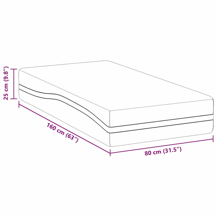 Saltea Alb și gri 80 x 160 cm Spumă cu Memorie - WALTI WALTI