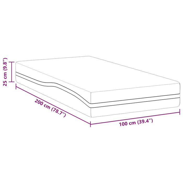 Saltea Alb și gri 100 x 200 cm Spumă cu Memorie - WALTI WALTI