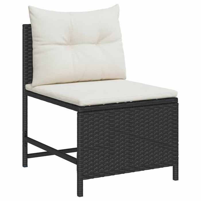 Set de canapele pentru grădină 6 pcs negru și crem poliratan - WALTI WALTI