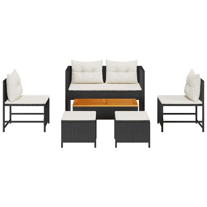Set de canapele pentru grădină 6 pcs negru și crem poliratan - WALTI WALTI