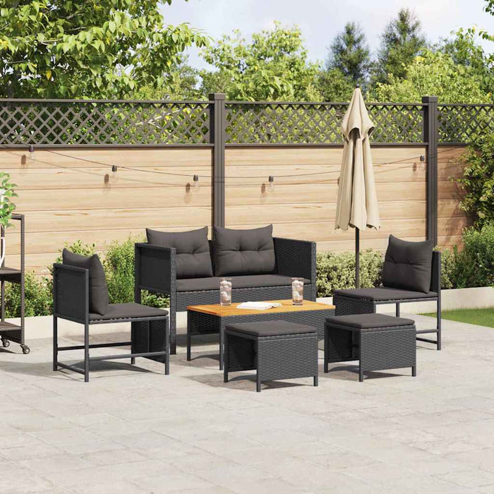 Set de canapele pentru grădină 6 pcs Negru poliratan - WALTI WALTI