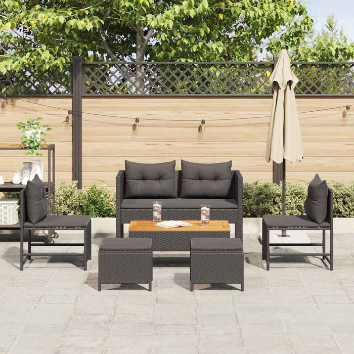 Set de canapele pentru grădină 6 pcs Negru poliratan - WALTI WALTI