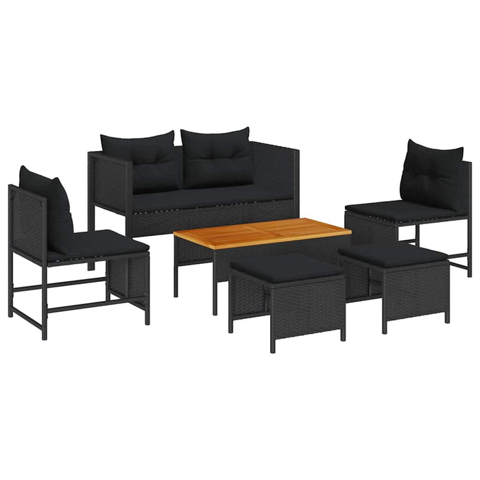 Set de canapele pentru grădină 6 pcs Negru poliratan - WALTI WALTI