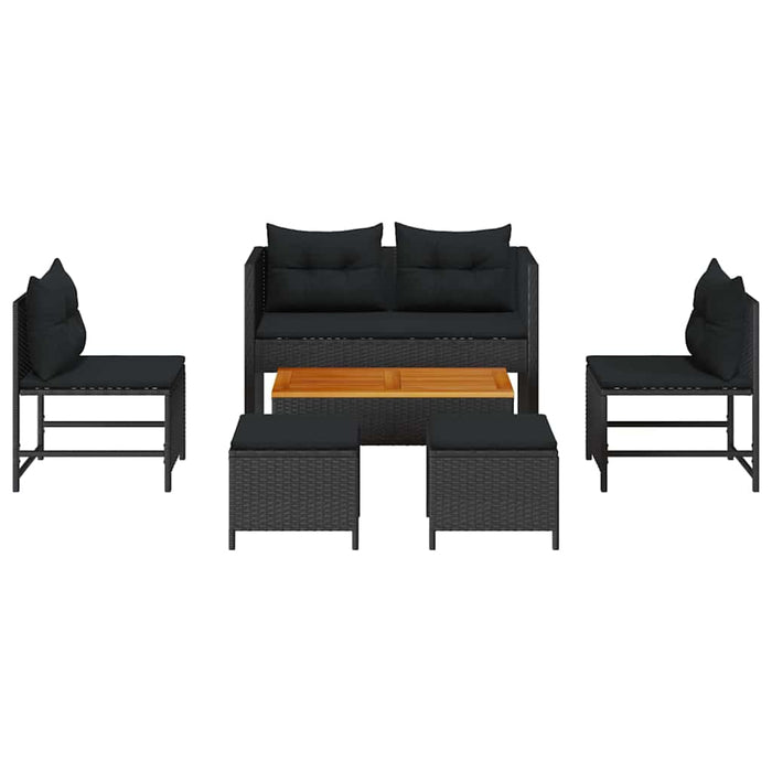 Set de canapele pentru grădină 6 pcs Negru poliratan - WALTI WALTI