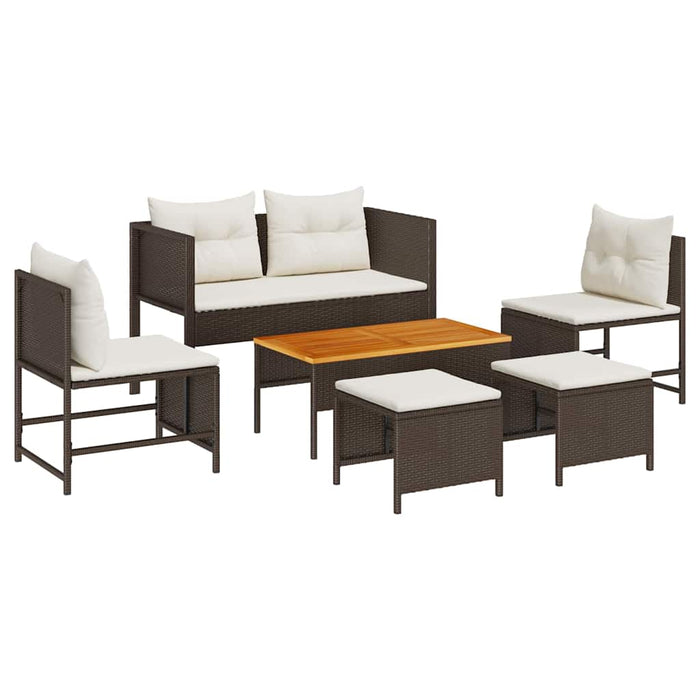 Set de canapele pentru grădină 6 pcs maro și crem poliratan - WALTI WALTI