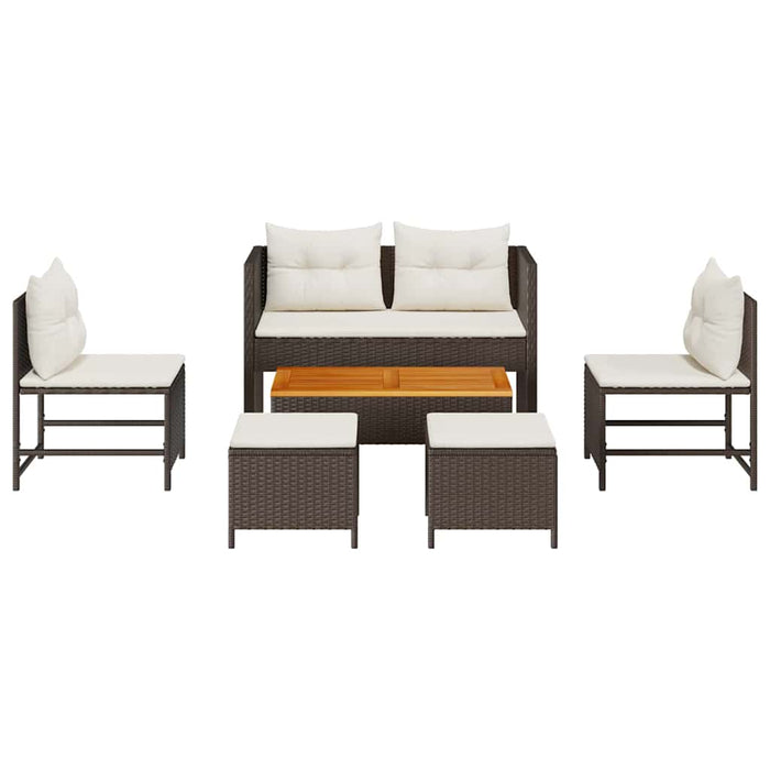 Set de canapele pentru grădină 6 pcs maro și crem poliratan - WALTI WALTI