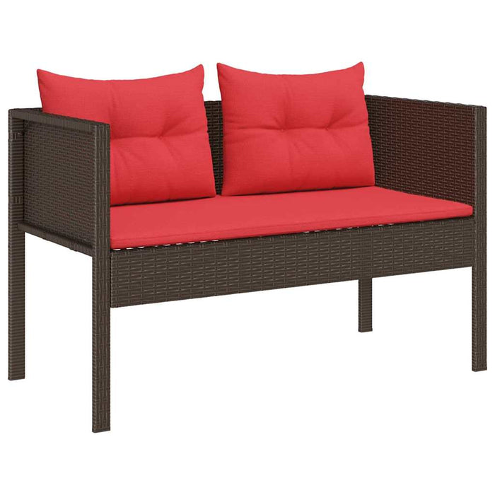 Set de canapele pentru grădină 6 pcs Maro și roșu poliratan WALTI
