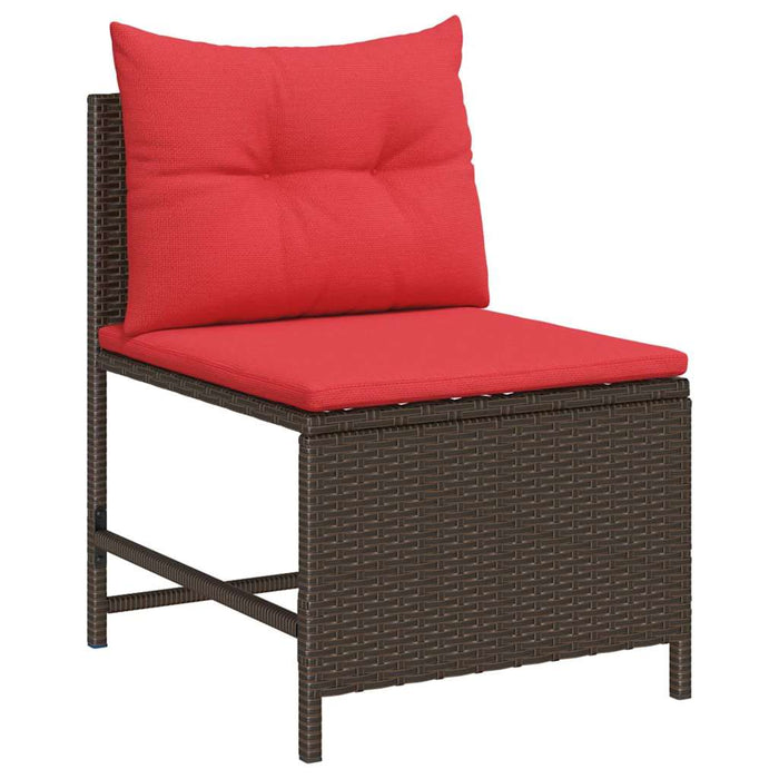 Set de canapele pentru grădină 6 pcs Maro și roșu poliratan WALTI
