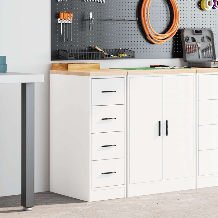 Dulap depozitare garaj alb 30x51x85 cm lemn masiv de pin - WALTI WALTI