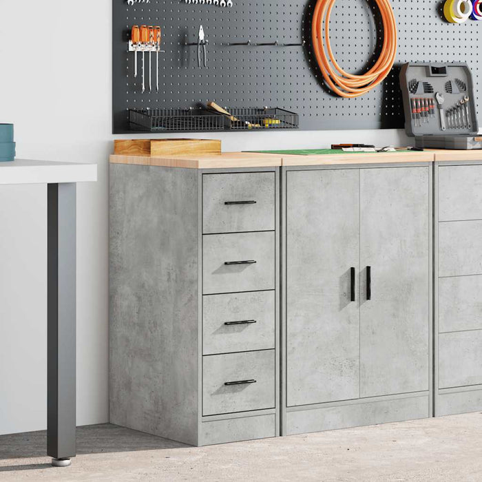 Dulap depozitare garaj Beton Gri 30x51x85 cm lemn masiv de pin WALTI