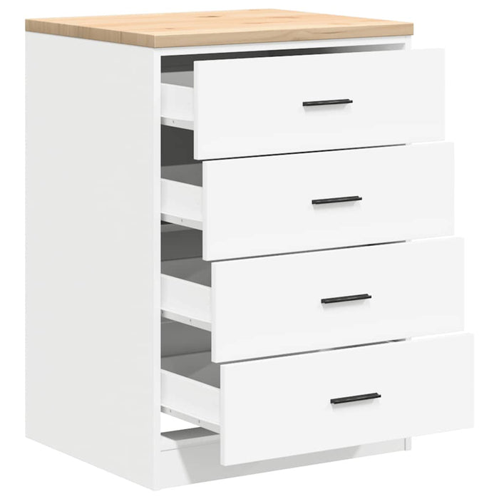 Dulap depozitare garaj alb 60x51x85 cm lemn masiv de pin - WALTI WALTI