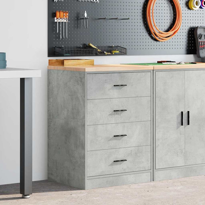 Dulap depozitare garaj Beton Gri 60x51x85 cm lemn masiv de pin WALTI