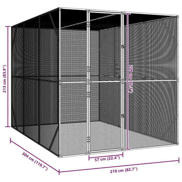 Cușcă pentru păsări Antracit 210 x 304 x 213 cm Oțel Galvanizat - WALTI WALTI
