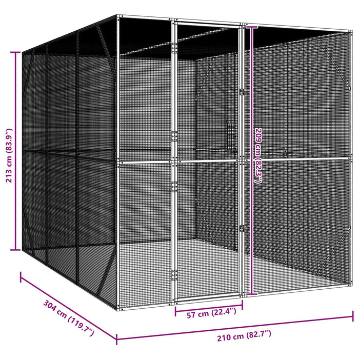 Cușcă pentru păsări Antracit 210 x 304 x 213 cm Oțel Galvanizat - WALTI WALTI
