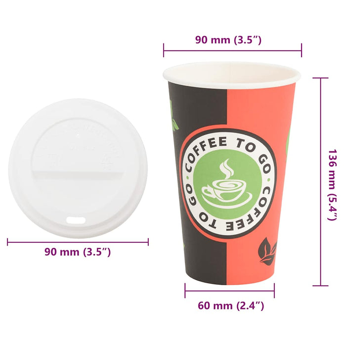 Cești de cafea din hârtie cu capace 1000 buc 16 oz 400 ml - WALTI WALTI