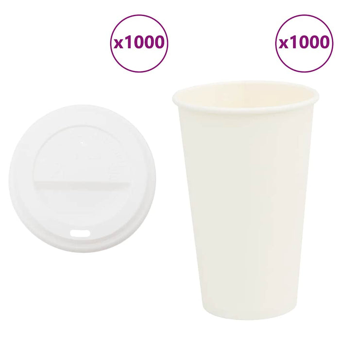 Cești de cafea din hârtie cu capace 1000 buc 16 oz 400 ml - WALTI WALTI