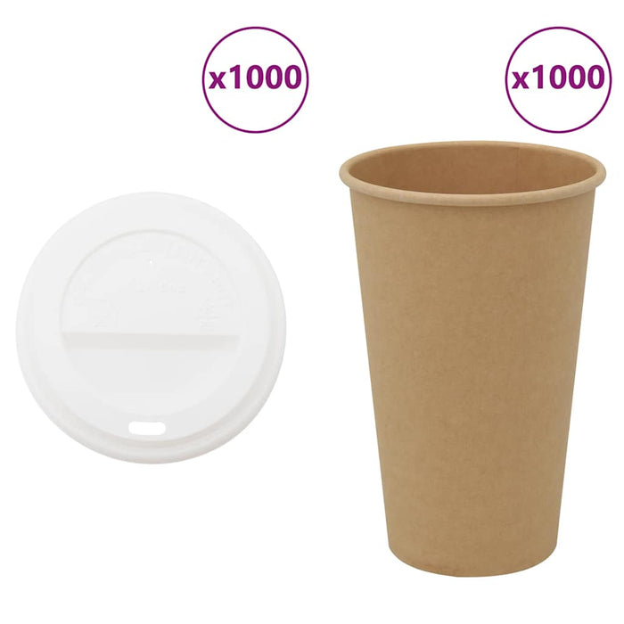 Cești de cafea din hârtie cu capace 1000 buc 16 oz 400 ml - WALTI WALTI