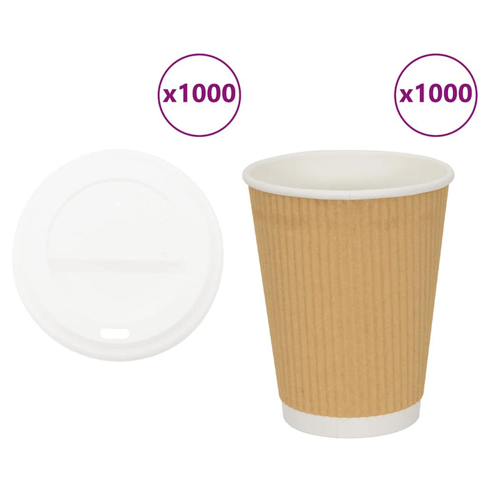 Cești de cafea din hârtie cu capace 1000 buc 12 oz 300 ml - WALTI WALTI