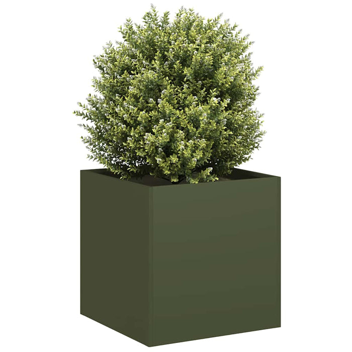 Jardinieră, verde măsliniu, 40x40x40 cm, oțel laminat la rece - WALTI WALTI