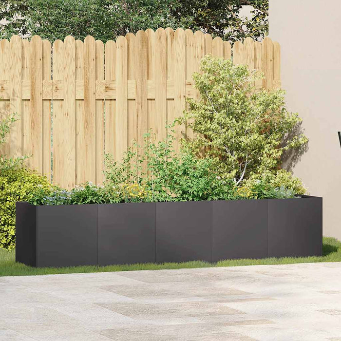 Jardinieră neagră 200x40x40 cm, oțel laminat la rece WALTI
