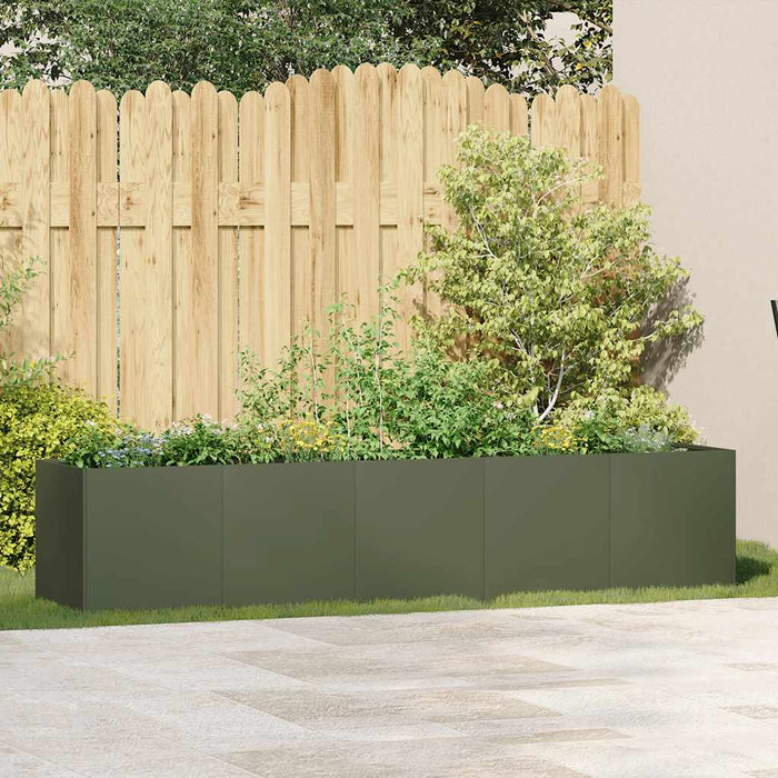 Jardinieră verde măsline 200x40x40 cm oțel laminat la rece WALTI