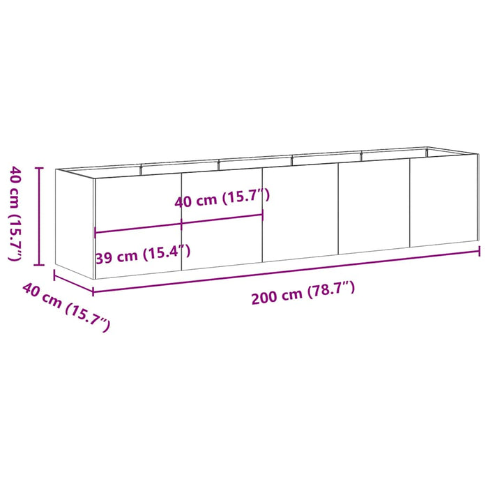 Jardinieră verde măsline 200x40x40 cm oțel laminat la rece WALTI