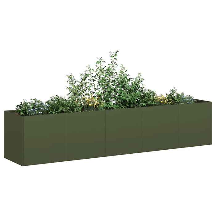 Jardinieră verde măsline 200x40x40 cm oțel laminat la rece WALTI
